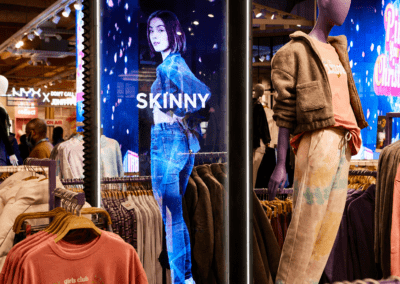 Hologramme grandeur nature installé dans une boutique Jennyfer