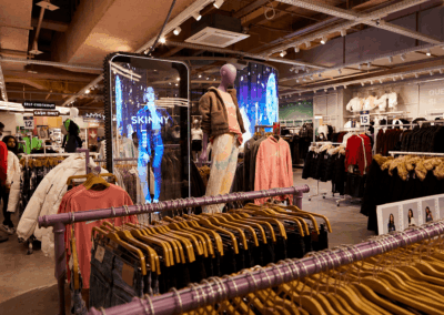 Hologramme grandeur nature installé dans une boutique Jennyfer